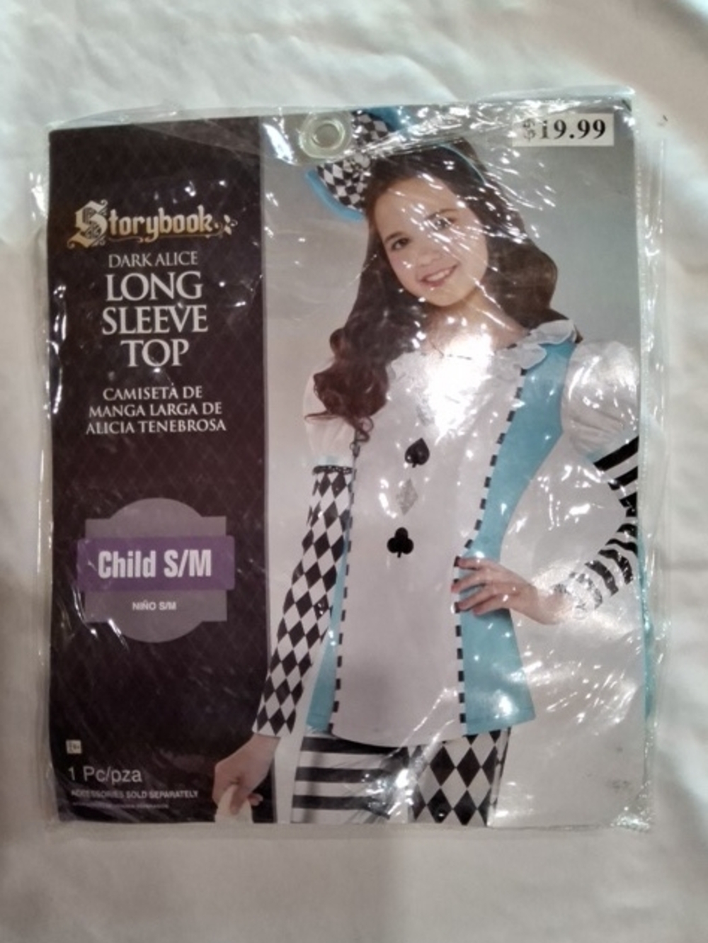 Dark Alice Long Sleeve Top - White & Light Blue - Child S/M